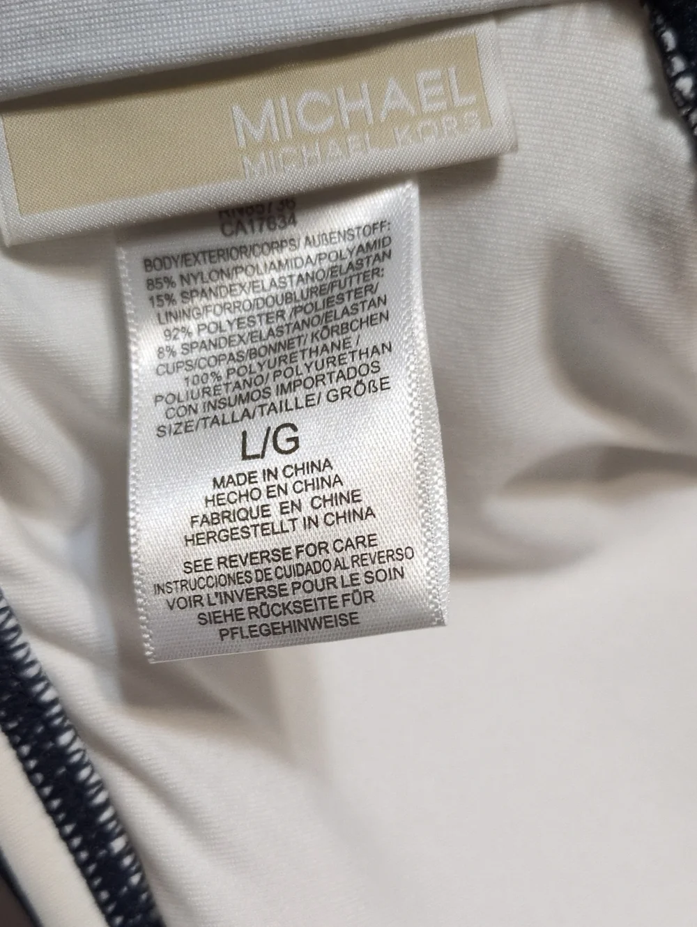 Michael Kors Large Striped Halter Bikini Swim Top Gold MK Ring Hardware